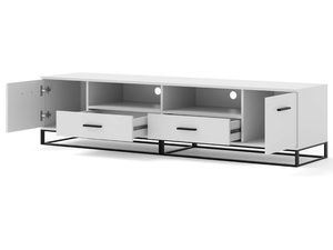 Miniaturka 1 - Szafka pod TV loftowa biała otwarta ERSOY
