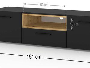 Miniaturka 6 - Czarna szafka RTV dąb artisan wymiary NIMET