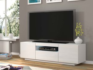 Miniaturka 20 - Stojąca szafka RTV 150 aranżacja biały połysk KISMET