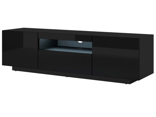 Stojąca szafka rtv 150 czarny połysk led KISMET