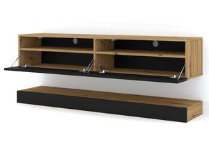 Miniaturka 1 - Wisząca szafka pod TV artisan czarny otwarta ELSA