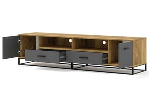 Miniaturka 3 - Szafka pod TV loftowa grafit otwarta ERSOY