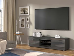 Miniaturka 11 - Uniwersalna szafka pod TV grafit aranż VEDAT