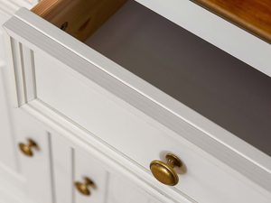 Miniaturka 8 - Biała klasyczna komoda drewniana uchwyty stare złoto INGRID