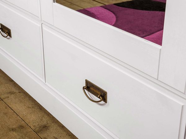 Szafa biała z lustrem trzydrzwiowa szuflada ANADI