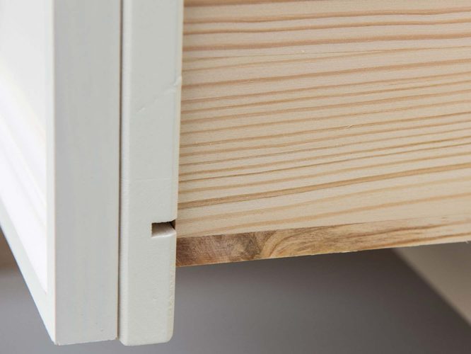 Biurko drewniane podwójne szuflada zbliżenie INGRID