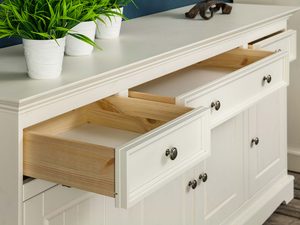 Miniaturka 10 - Solidna komoda z drewna litego szuflady otwarte INGRID