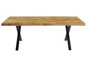 Miniaturka 3 - Dębowy stół z metalowymi nogami typu X, rustykalny charakter