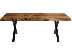 Miniaturka 4 - Drewniany stół z wyraźną strukturą i skrzyżowanymi nogami