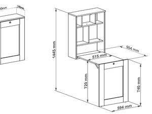 Miniaturka 11 - Kompaktowe biurko rozkładane wymiary SARI