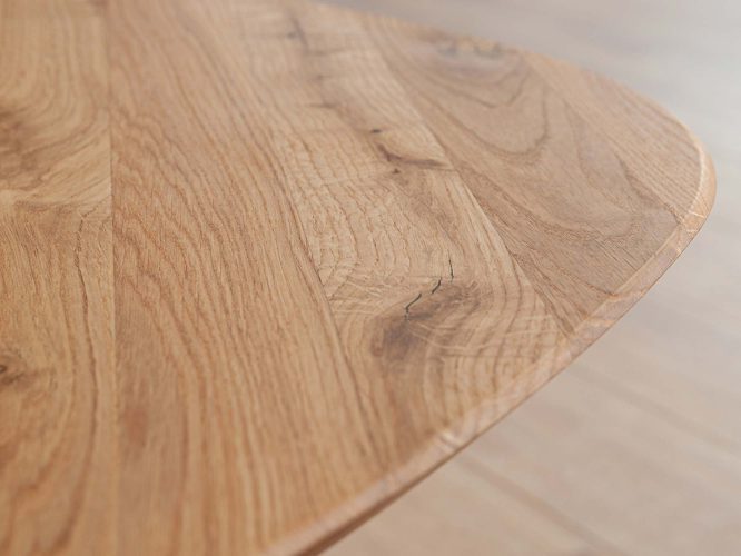 Owalny stolik kawowy z drewna blat OLVIR