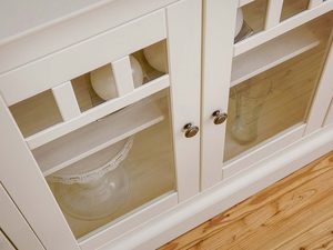 Miniaturka 4 - Duża komoda vintage biała przeszklone drzwiczki INGRID