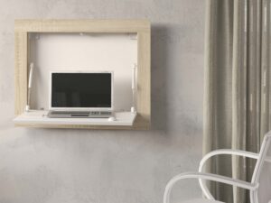 Miniaturka 12 - Wiszące biurko rozkładane białe sonoma białe rozłożone aranż SIMS