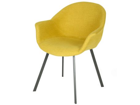 Żółte krzesło tapicerowane na metalowych nóżkach ikonka ROMA 2