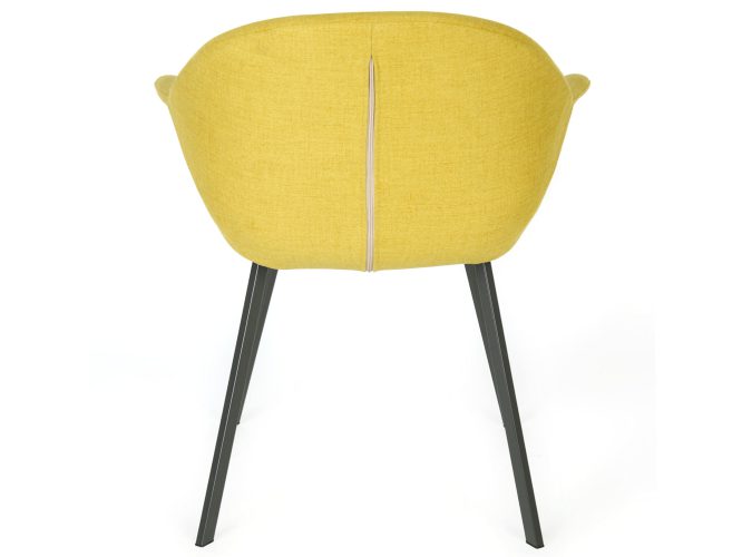 Żółte krzesło tapicerowane na metalowych nóżkach tył ROMA 2