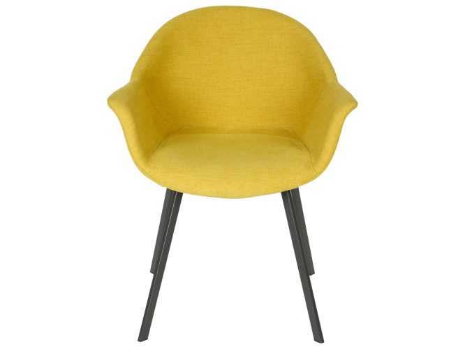 Żółte krzesło tapicerowane na metalowych nóżkach front ROMA 2