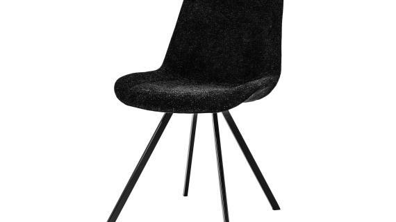 Miniaturka 2 - Krzesło tapicerowane czarne na czarnym metalowym stelażu