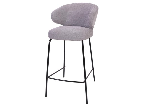 Krzesło barowe tapicerowane szare HISAKI