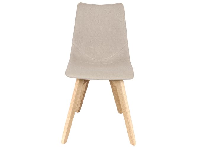 Krzesło beżowe drewniane nóżki front MILOS