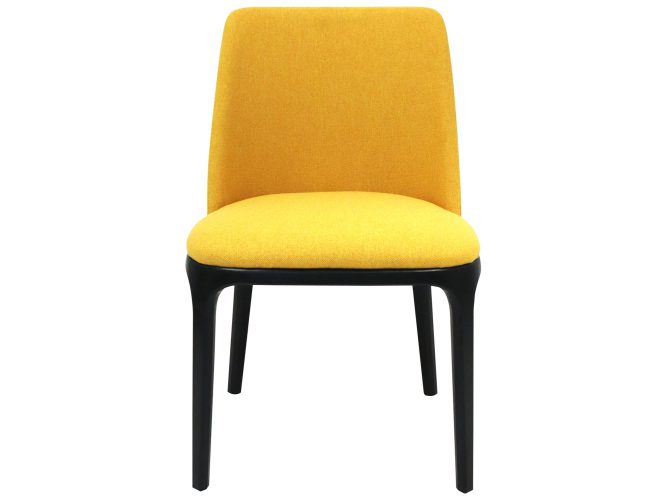 Krzesło żółte drewniane nóżki front HATTIE