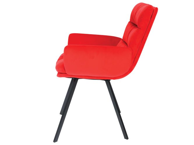 Krzesło czerwone metalowe nogi bok MARY 2