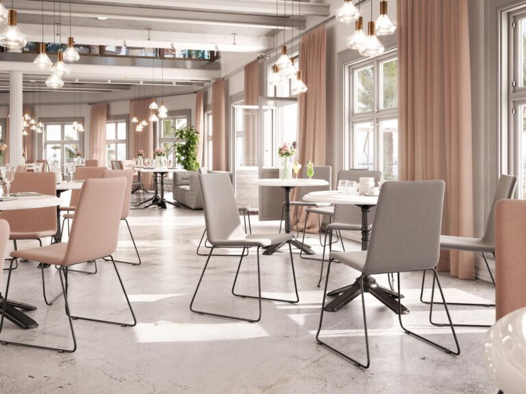 Różowa aranżacja wnętrza jadalni