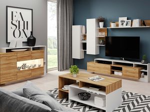 Miniaturka 3 - Modna meblościanka biało drewniana aranżacja AURORA