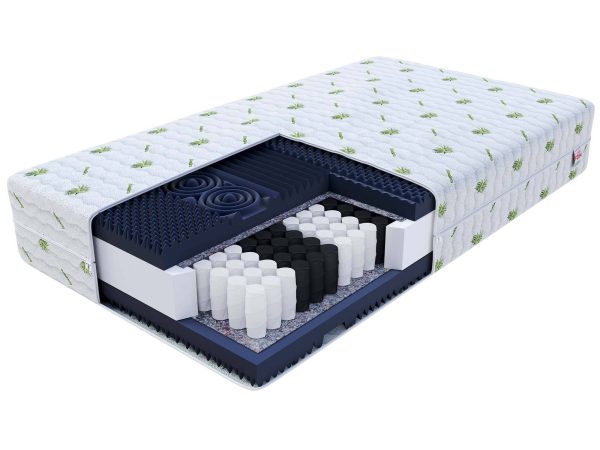 Materac sprężynowy z warstwą lateksową i pokrowcem