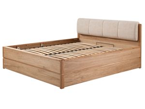 Miniaturka 7 - Łóżko z beżowym zagłówkiem i dębową ramą