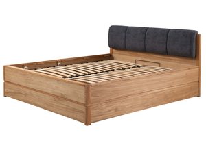 Miniaturka 8 - Łóżko z ciemnoszarym zagłówkiem i drewnianą podstawą