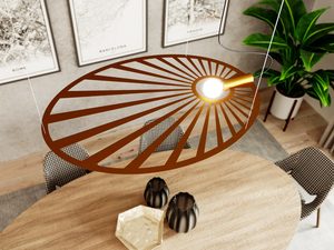 Miniaturka 19 - Designerska lampa sufitowa, złoty korpus, geometryczny design do jadalni