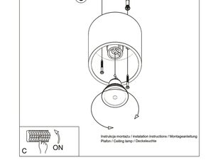Miniaturka 25 - Schemat montażowy okrągłego plafonu LED, rysunek techniczny