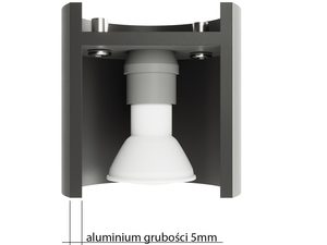 Miniaturka 26 - Przekrój poprzeczny plafonu LED z gniazdem i aluminium 5 mm