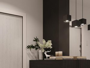 Miniaturka 3 - Przedpokój z czarnymi i białymi plafonami LED w stylu nowoczesnym