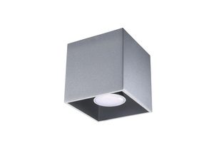 Miniaturka 6 - Designerski plafon LED szary, kwadratowy z aluminiowym wykończeniem