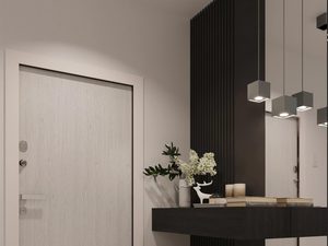 Miniaturka 9 - Przedpokój z minimalistycznymi czarnymi plafonami LED