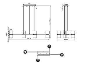 Miniaturka 4 - Wymiary czarnej lampy wiszącej z aluminium