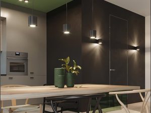 Miniaturka 11 - Stylowa kuchnia z czarnymi lampami LED i ciemną zabudową