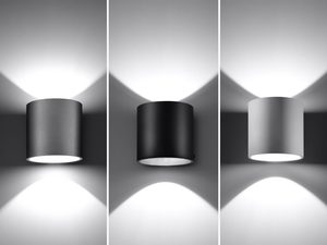 Miniaturka 23 - Potrójny zestaw kinkietów LED czarnych, efekt światła rozproszonego