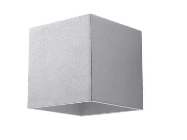 Szary kinkiet LED o geometrycznym kształcie, montaż ścienny