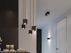 Miniaturka 14 - Nowoczesne wnętrze z czarnymi kinkietami LED nad schodami