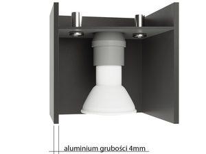 Miniaturka 25 - Przekrój kinkietu LED z oprawką GU10 i aluminiową ramą