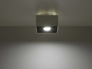 Miniaturka 4 - Kwadratowy plafon biało-czarny z oświetleniem LED włączonym