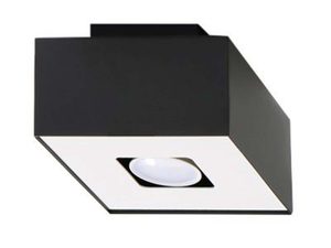 Miniaturka 2 - Czarny plafon sufitowy kwadratowy z jedną żarówką GU10