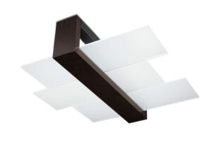 Miniaturka 20 - Lampa sufitowa z drewnianą ramą wenge i szklanymi panelami LED