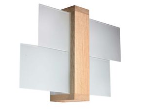 Miniaturka 4 - Nowoczesna Lampa Ścienna XYLON 1 z Drewna i Szkła