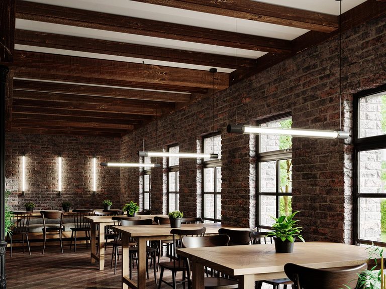 Loftowe wnętrze restauracji