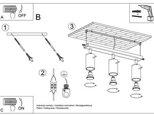 Miniaturka 25 - Schemat montażu szynowego reflektora LED z trzema źródłami światła