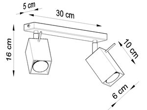 Miniaturka 17 - Wymiary podwójnego reflektora LED 30×6 cm – oświetlenie sufitowe