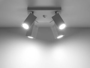 Miniaturka 2 - Poczwórny plafon biały z prostokątnymi reflektorami LED włączonymi